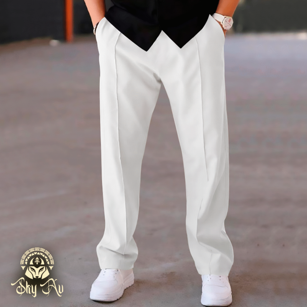 Pantalón de old money blanco, estilo streetwear oversize en Ecuador